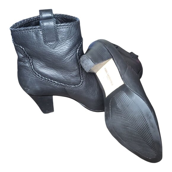 Karl Lagerfeld Paris Ankle Boots Women Sz 8.5 Provence Mid Calf Leather Winter - Picture 6 of 7